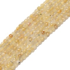 Natural Gold Rutilated Quartz Faceted Cubes, Approx 2.5mm, 38cm/strand