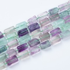 Multicolor Fluorite Irregular Faceted Column Beads Strands, Approx 7x12mm, 38cm/strand