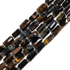 Blue Tiger Eye Irregular Faceted Column Beads Strands, Approx 7x12mm, 38cm/strand