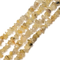 A Grade Gold Rutilated Quartz Chips Strands, Approx 5x8mm, 80cm/strand