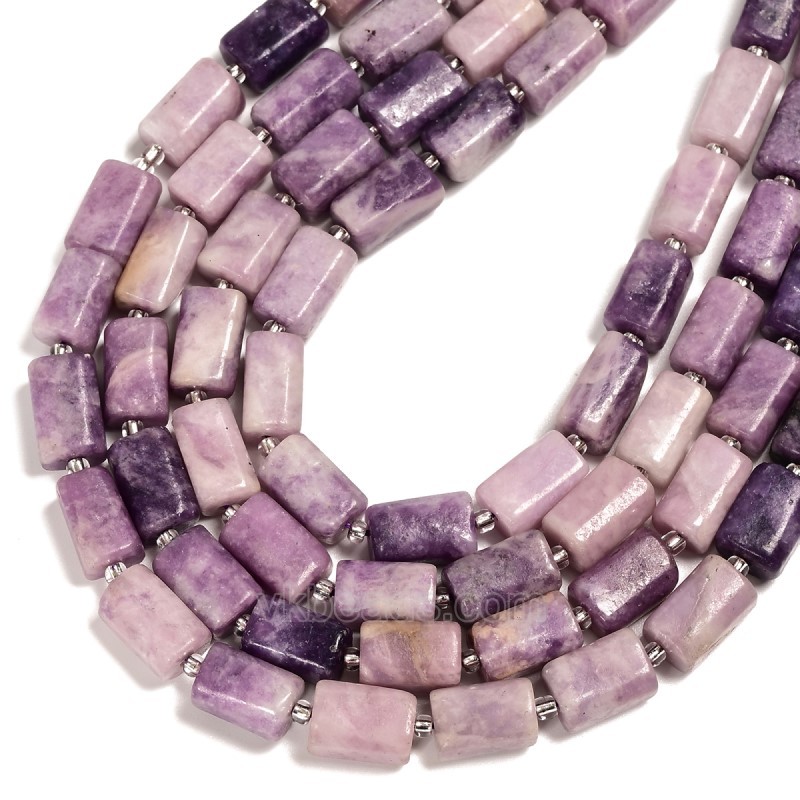 Lilac Lepidolite Irregular Faceted Column Beads Strands, Approx 8x13mm, 38cm/strand