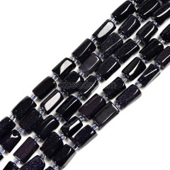 Blue Sandstone Irregular Faceted Column Beads Strands, Approx 7x12mm, 38cm/strand