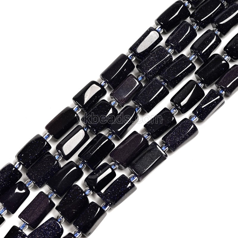 Blue Sandstone Irregular Faceted Column Beads Strands, Approx 7x12mm, 38cm/strand
