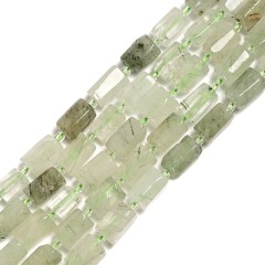 Green Rutilated Quartz Irregular Faceted Column Beads Strands, Approx 7x12mm, 38cm/strand