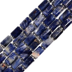 Sodalite Irregular Faceted Column Beads Strands, Approx 7x12mm, 38cm/strand