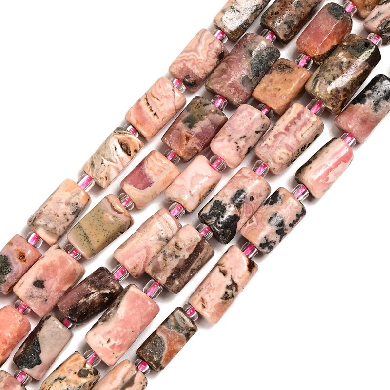 Argentina Rhodochrosite Irregular Faceted Column Beads Strands, Approx 7x12mm, 38cm/strand