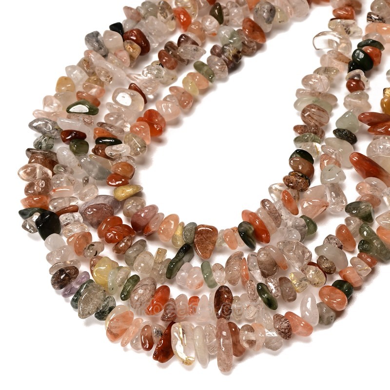 Multicolor Rutilated Quartz Chips Strands, Approx 5x8mm, 80cm/strand