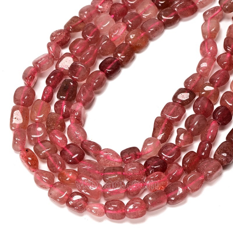 Red Strawberry Quartz Nuggets Strands, Approx 8x10mm, 38cm/strand