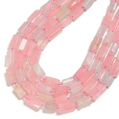 Morganite Irregular Faceted Column Beads Strands, Approx 7x12mm, 38cm/strand
