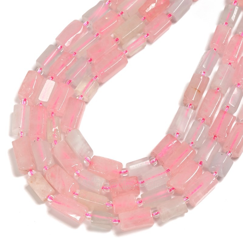 Morganite Irregular Faceted Column Beads Strands, Approx 7x12mm, 38cm/strand