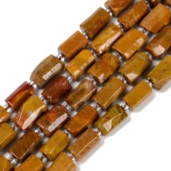 Yellow Mookaite Irregular Faceted Column Beads Strands, Approx 7x12mm, 38cm/strand