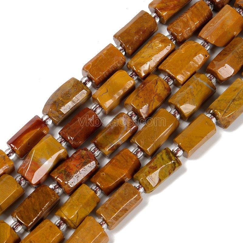 Yellow Mookaite Irregular Faceted Column Beads Strands, Approx 7x12mm, 38cm/strand