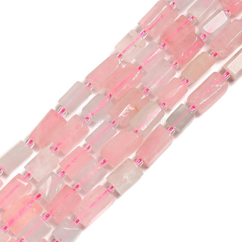 Morganite Irregular Faceted Column Beads Strands, Approx 7x12mm, 38cm/strand