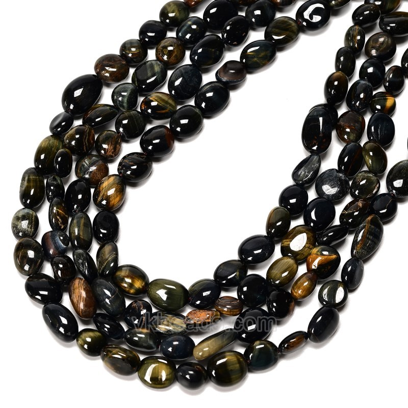 Blue Tiger Eye Nuggets Strands, Approx 8x10mm, 38cm/strand