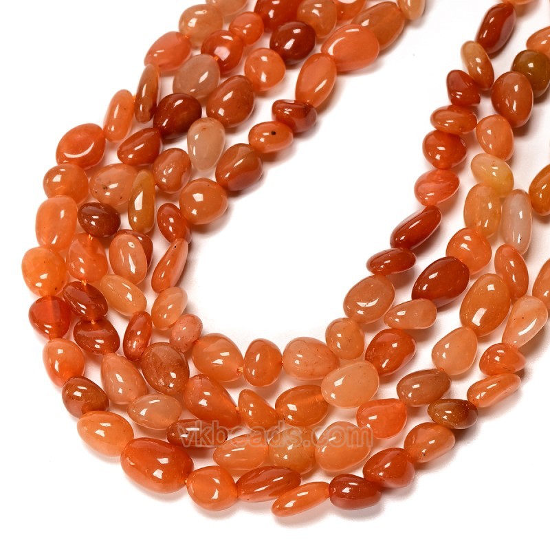 Red Aventurine Nuggets Strands, Approx 8x10mm, 38cm/strand