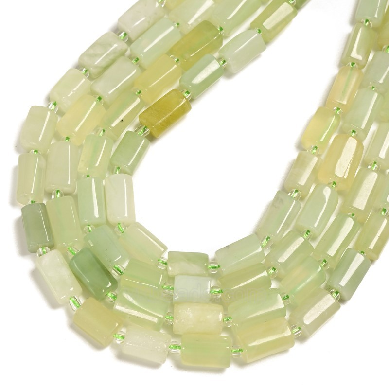 New Jade Irregular Faceted Column Beads Strands, Approx 7x12mm, 38cm/strand