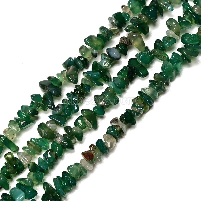 Green Agate Chips Strands, Approx 5x8mm, 80cm/strand