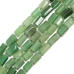 Green Aventurine Irregular Faceted Column Beads Strands, Approx 7x12mm, 38cm/strand