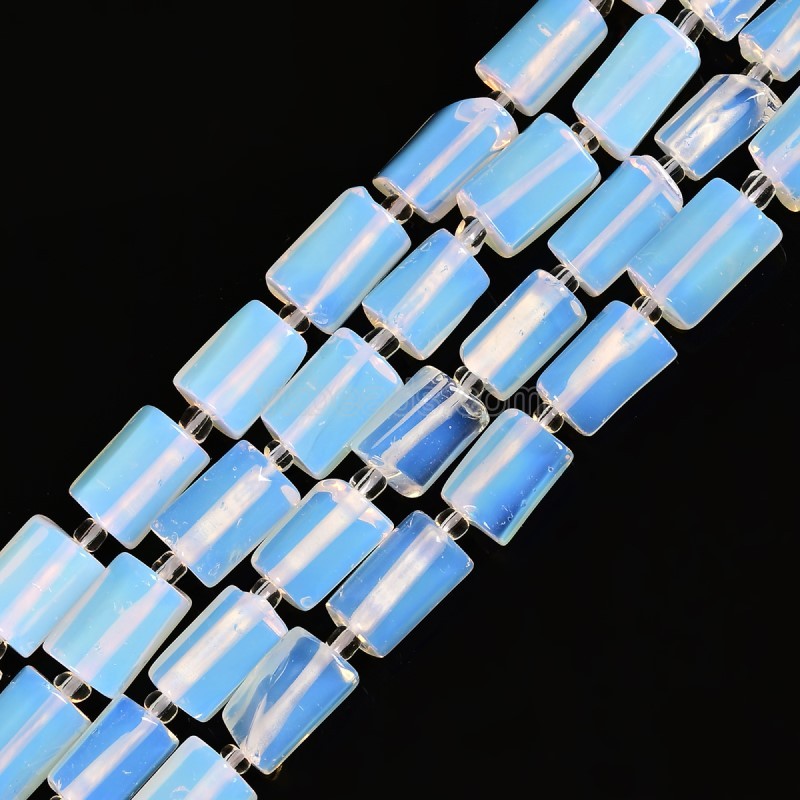 Opalite Irregular Faceted Column Beads Strands, Approx 7x12mm, 38cm/strand
