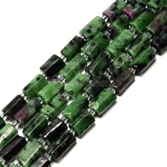 Ruby Zoisite Irregular Faceted Column Beads Strands, Approx 7x12mm, 38cm/strand
