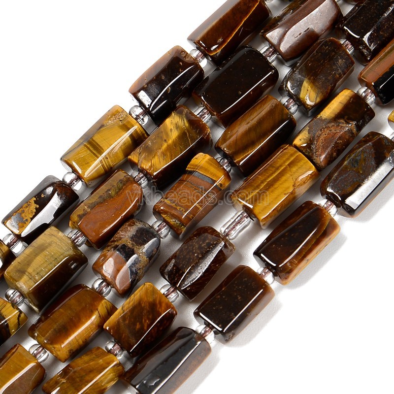 Yellow Tiger Eye Irregular Faceted Column Beads Strands, Approx 7x12mm, 38cm/strand