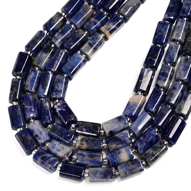 Sodalite Irregular Faceted Column Beads Strands, Approx 7x12mm, 38cm/strand