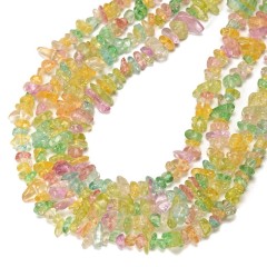 Multicolor Crackle Glass Chips Strands, Approx 5x8mm, 80cm/strand