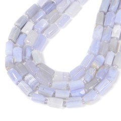 Blue Chalcedony Irregular Faceted Column Beads Strands, Approx 7x12mm, 38cm/strand