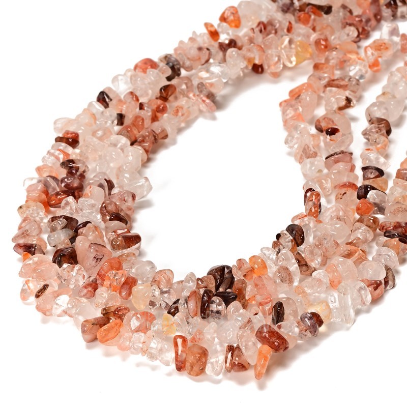Red Hematoid Quartz/Fire QuartzChips Strands, Approx 5x8mm, 80cm/strand