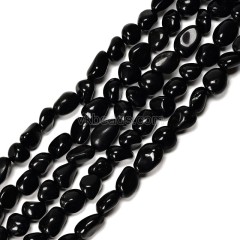 Black Obsidian Nuggets Strands, Approx 8x10mm, 38cm/strand