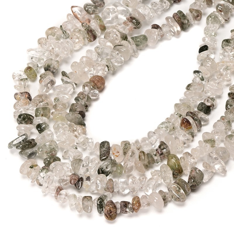 Green Phantom Quartz Chips Strands, Approx 5x8mm, 80cm/strand