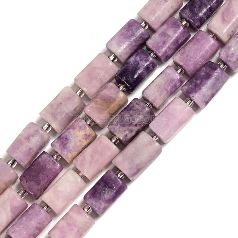 Lilac Lepidolite Irregular Faceted Column Beads Strands, Approx 8x13mm, 38cm/strand