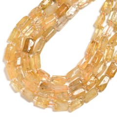 Citrine Irregular Faceted Column Beads Strands, Approx 7x12mm, 38cm/strand
