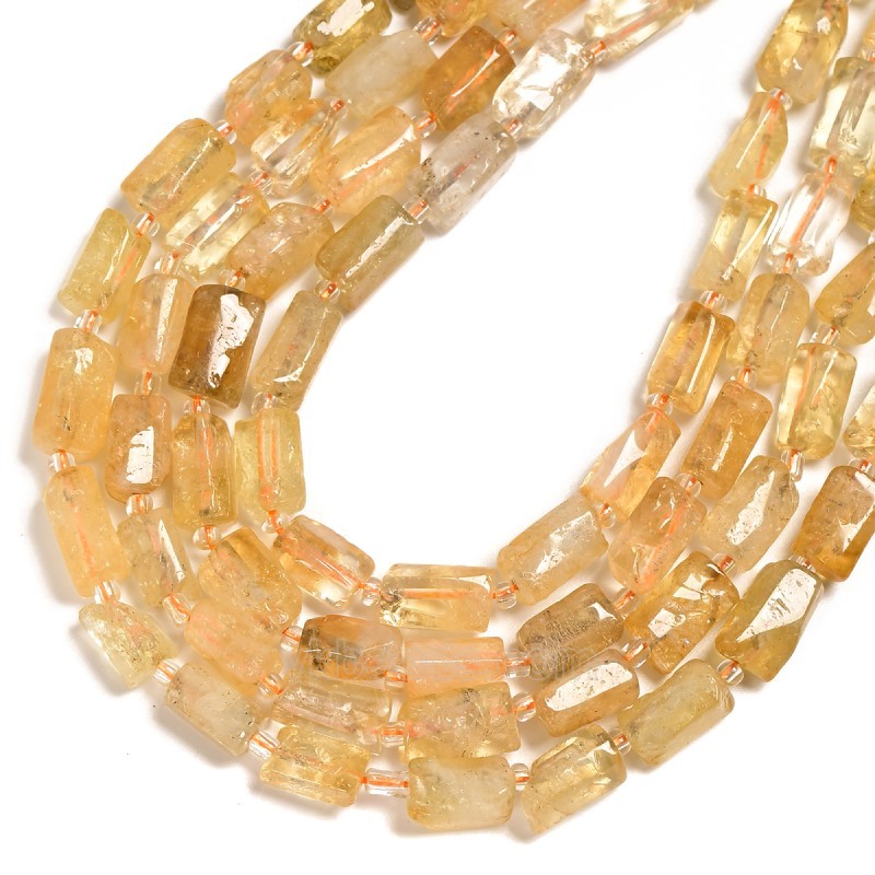 Citrine Irregular Faceted Column Beads Strands, Approx 7x12mm, 38cm/strand