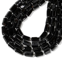 Black Tourmaline Irregular Faceted Column Beads Strands, Approx 7x12mm, 38cm/strand