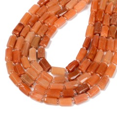 Red Aventurine Irregular Faceted Column Beads Strands, Approx 7x12mm, 38cm/strand