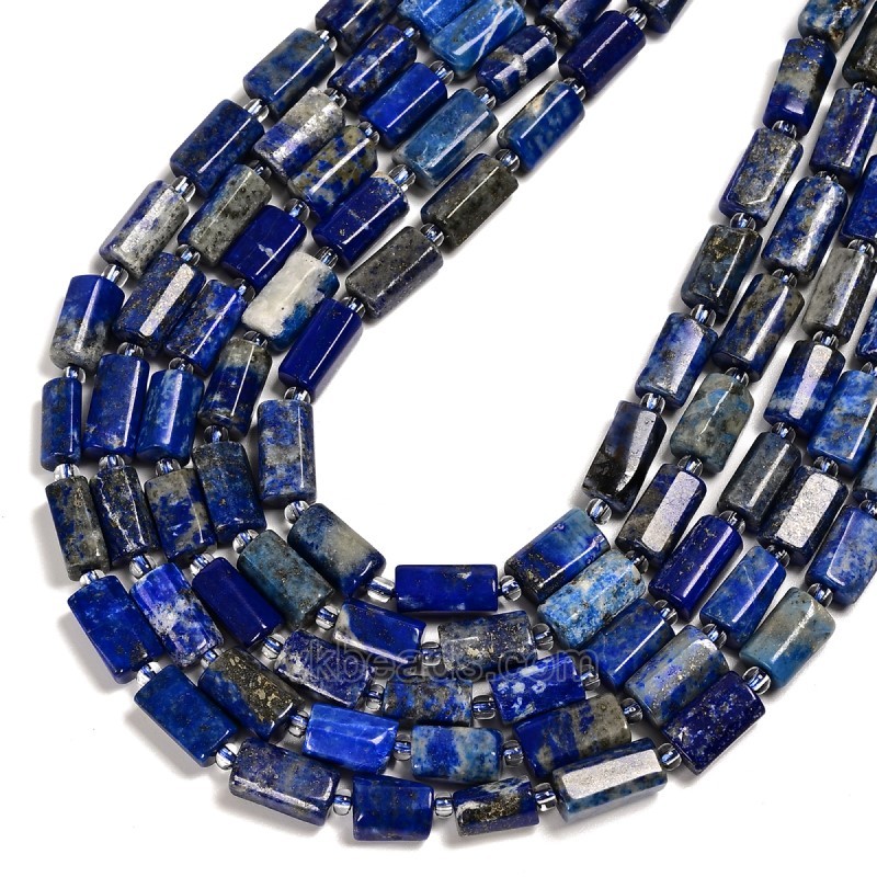 Lapis Lazuli Irregular Faceted Column Beads Strands, Approx 7x12mm, 38cm/strand