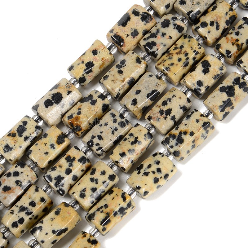Dalmatian Jasper Irregular Faceted Column Beads Strands, Approx 7x12mm, 38cm/strand