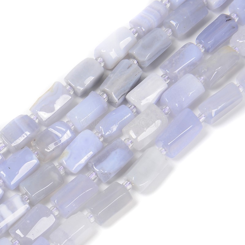 Blue Chalcedony Irregular Faceted Column Beads Strands, Approx 7x12mm, 38cm/strand
