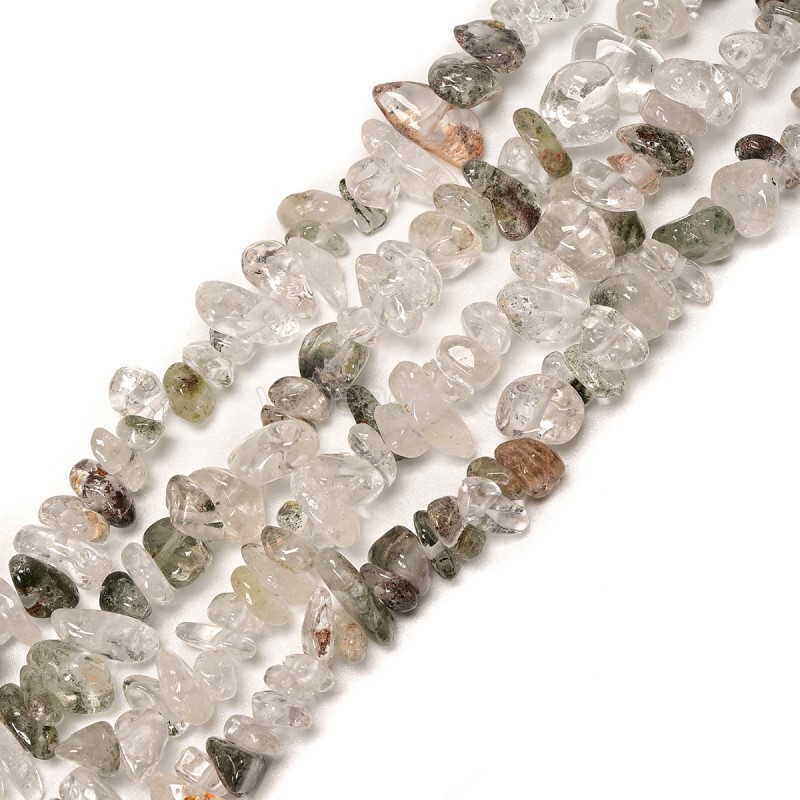 Green Phantom Quartz Chips Strands, Approx 5x8mm, 80cm/strand