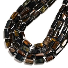 Blue Tiger Eye Irregular Faceted Column Beads Strands, Approx 7x12mm, 38cm/strand