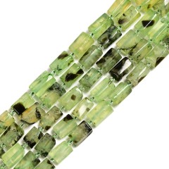 Prehnite Irregular Faceted Column Beads Strands, Approx 7x12mm, 38cm/strand