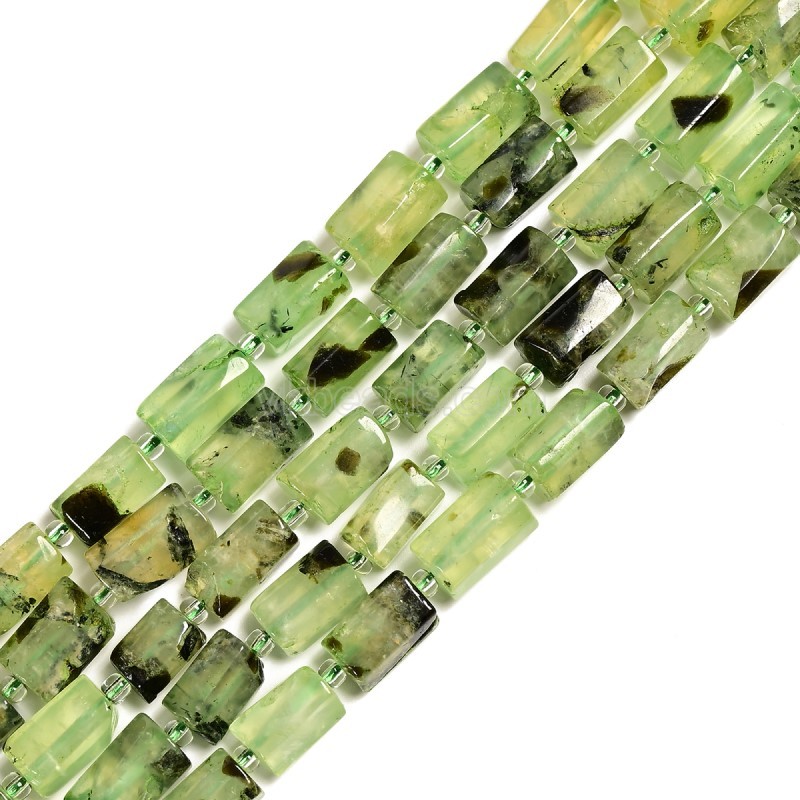 Prehnite Irregular Faceted Column Beads Strands, Approx 7x12mm, 38cm/strand
