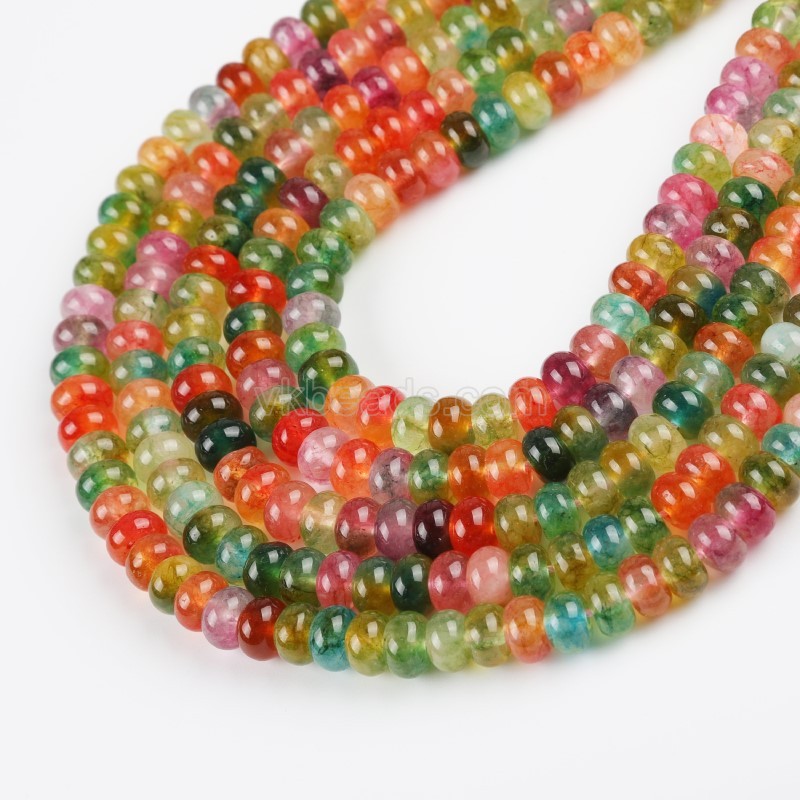 Dyed Multicolor Jade Smooth Rondelle Beads Strands, Approx 5x8mm, 38cm/strand