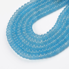 Dyed Lake Blue Jade Smooth Rondelle Beads Strands, Approx 5x8mm, 38cm/strand