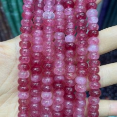 Dyed Sky Magenta Color Jade Smooth Rondelle Beads Strands, Approx 5x8mm, 38cm/strand