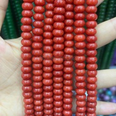 Dyed Red Jade Smooth Rondelle Beads Strands, Approx 5x8mm, 38cm/strand