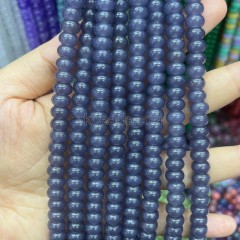 Dyed Steel Blue Jade Smooth Rondelle Beads Strands, Approx 5x8mm, 38cm/strand