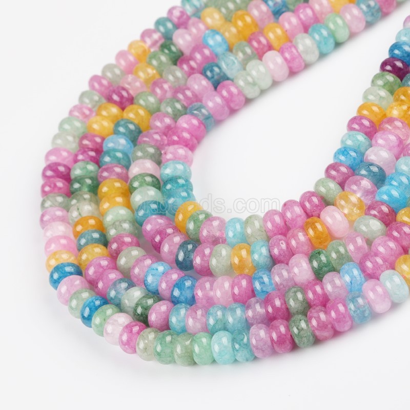 Dyed Candy Color Jade Smooth Rondelle Beads Strands, Approx 5x8mm, 38cm/strand