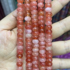 Dyed Red Jade Smooth Rondelle Beads Strands, Approx 5x8mm, 38cm/strand